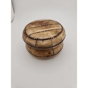 Handcrafted Wooden Trinket Box with Beaded Accent